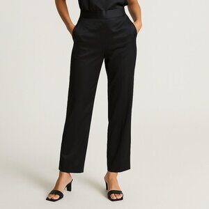 Leith Women’s 100% Silk Pants Black Size 2 Straight Leg High Rise Career Cropped